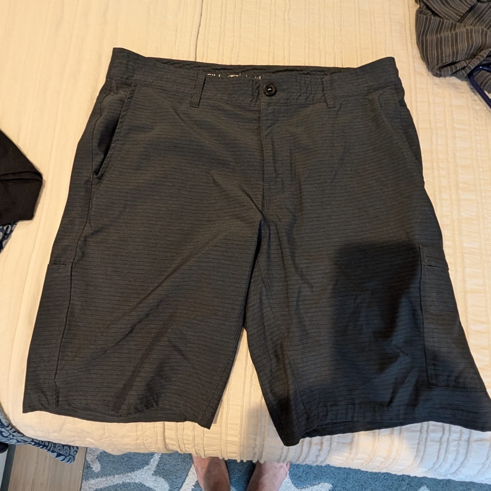 O'Neill Dark Blue Striped Flat Front Shorts